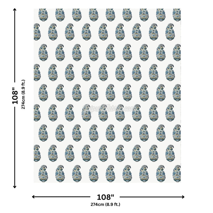 Hand Block Printed Floral Valley Indian Kairi Design King Size Bedsheet Combo of 3