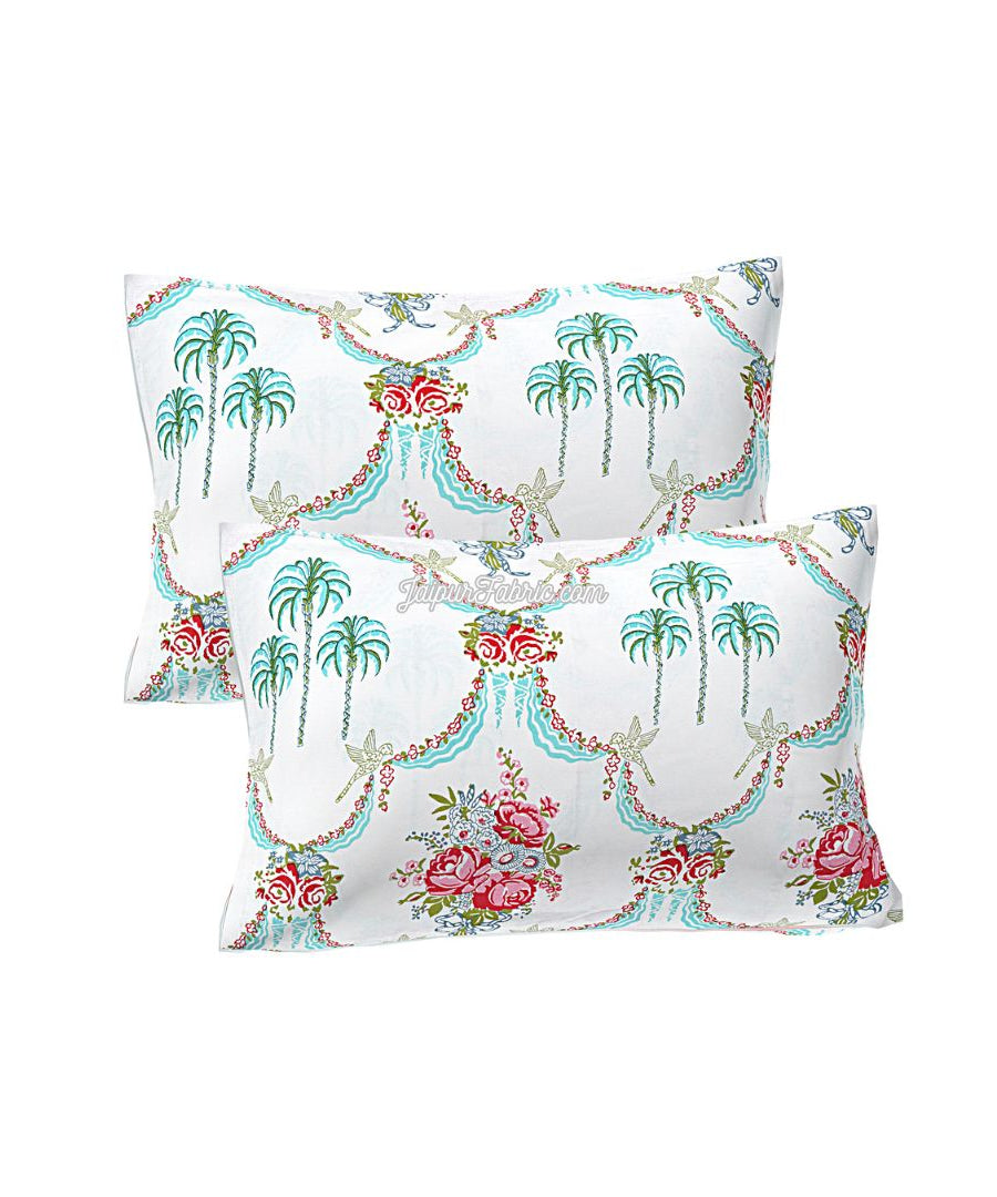 Vibrant Rose Bouquet Block Printed Jaipur Mela Cotton Bedsheet