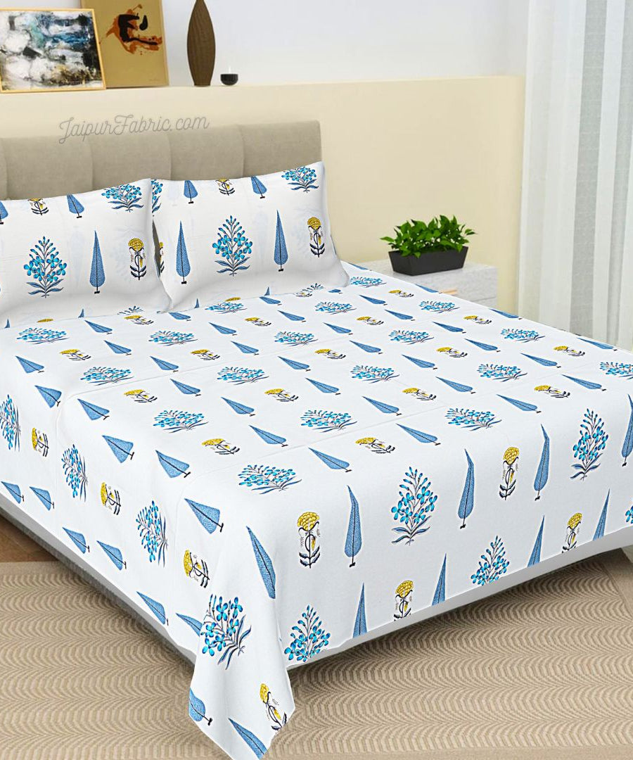 Beautiful Plarsh Floral Premium Hand Blocks of India Cotton Bedsheet