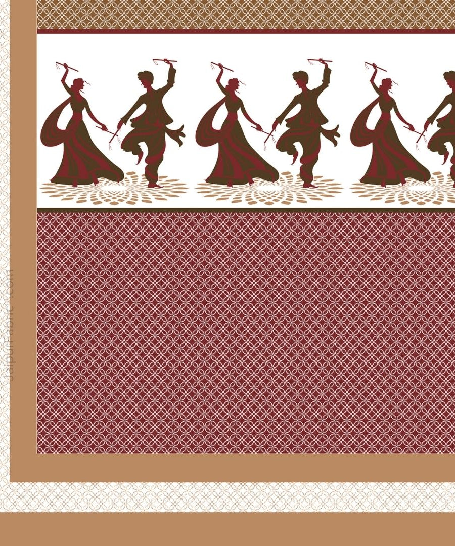 Divine Dance Maroon Cotton King Size Bedsheet
