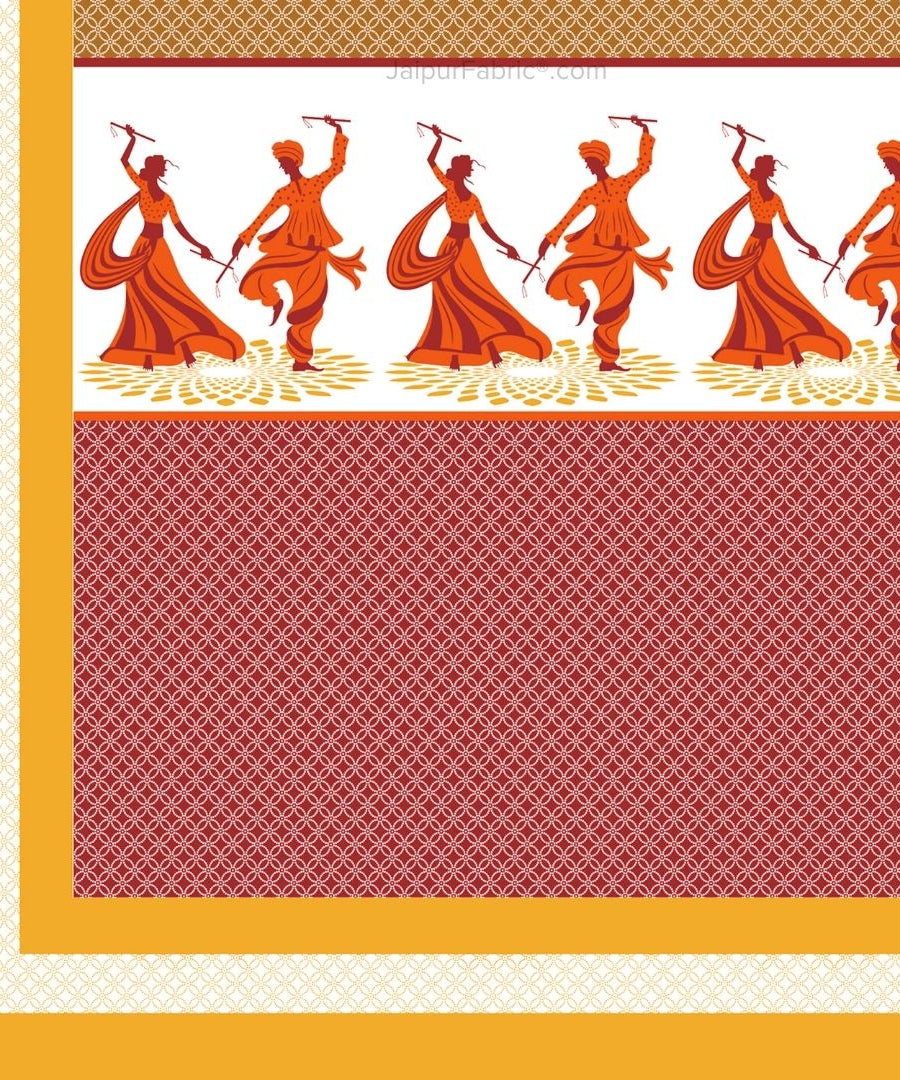 Divine Dance Red Cotton King Size Bedsheet