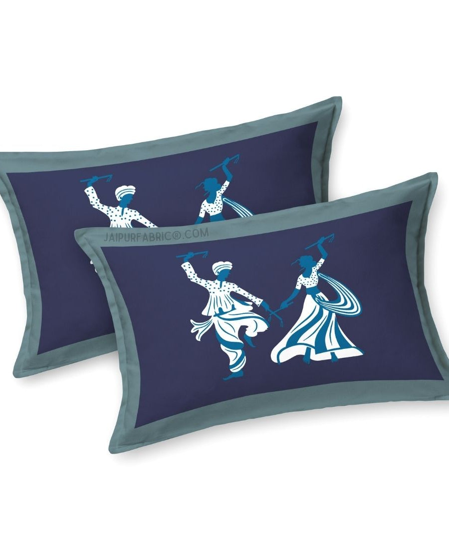 Divine Dance Blue Cotton King Size Bedsheet