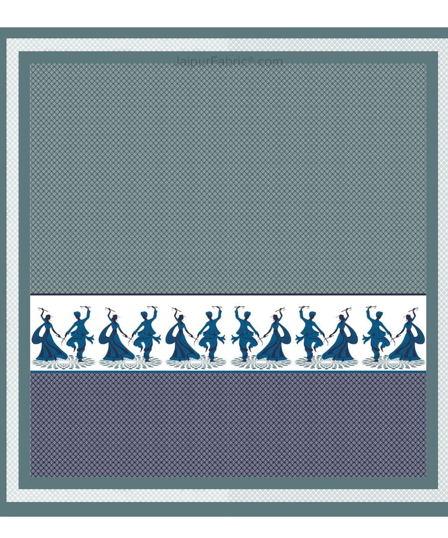 Divine Dance Blue Cotton King Size Bedsheet