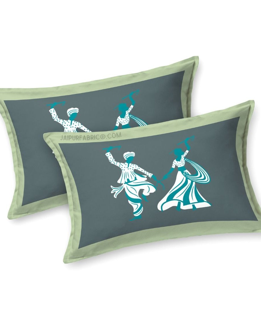Divine Dance Green Cotton King Size Bedsheet