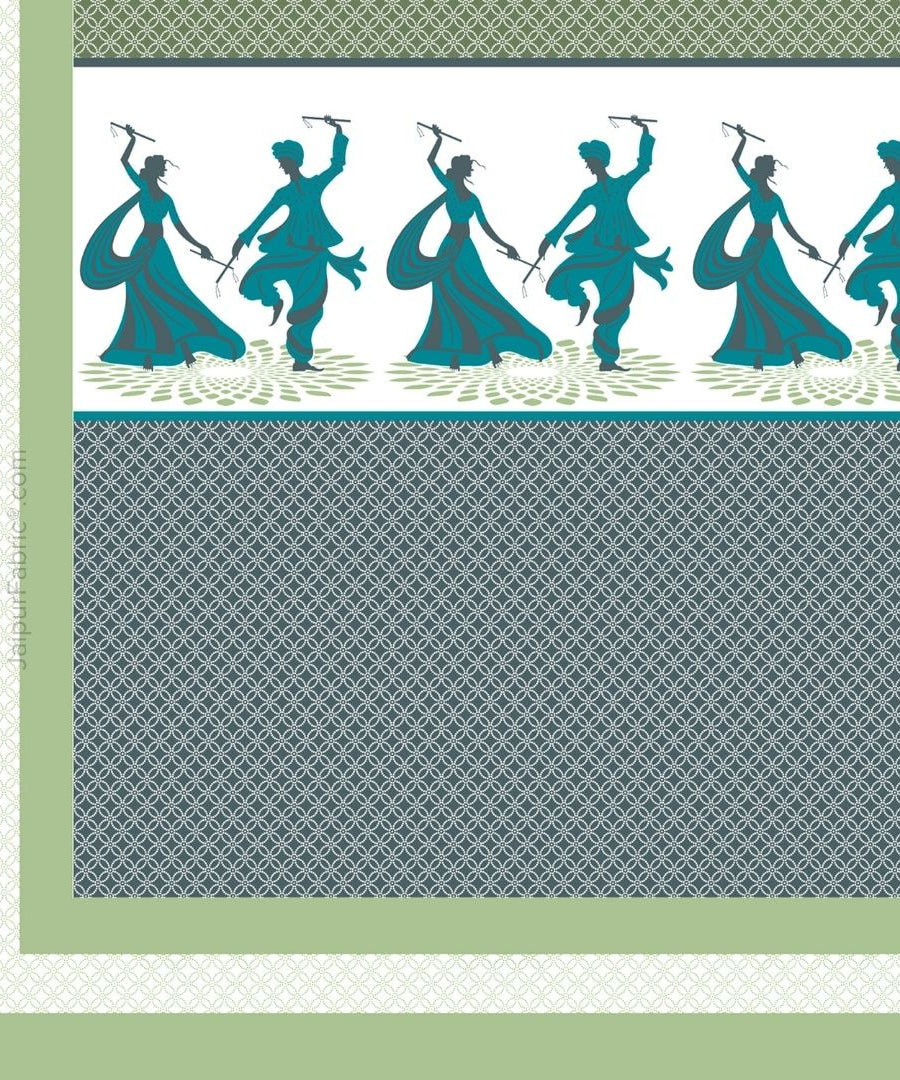 Divine Dance Green Cotton King Size Bedsheet