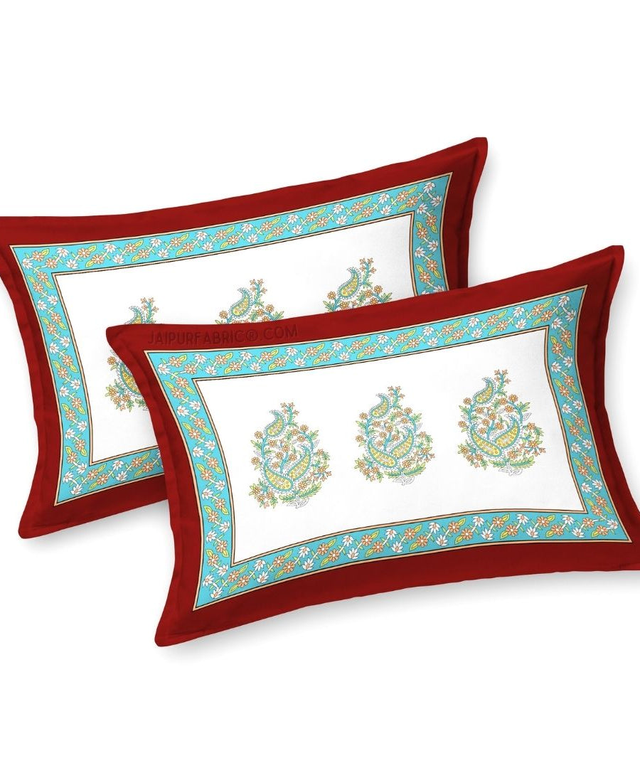 Ethnic Glow Red Cotton King Size Bedsheet