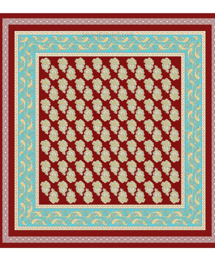 Ethnic Glow Red Cotton King Size Bedsheet