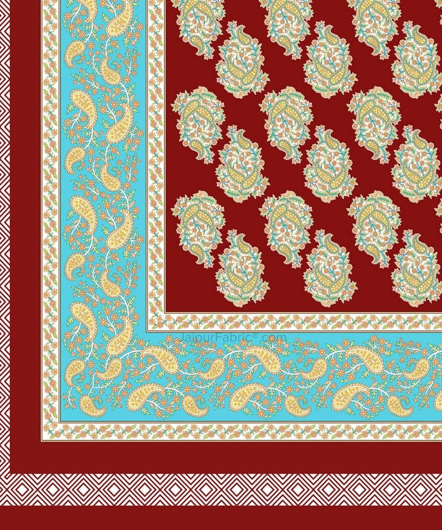 Ethnic Glow Red Cotton King Size Bedsheet