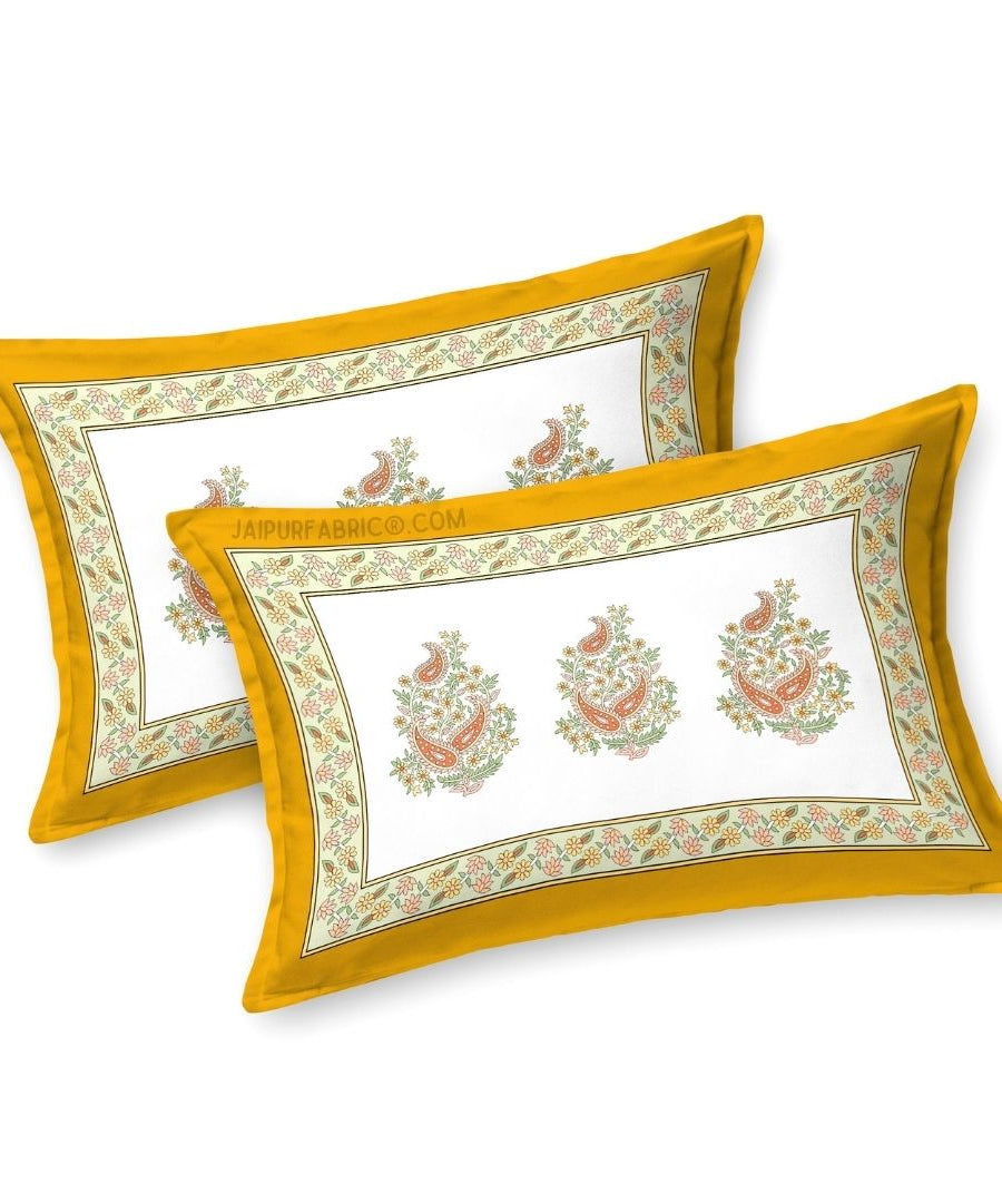 Ethnic Glow Mustard Cotton King Size Bedsheet