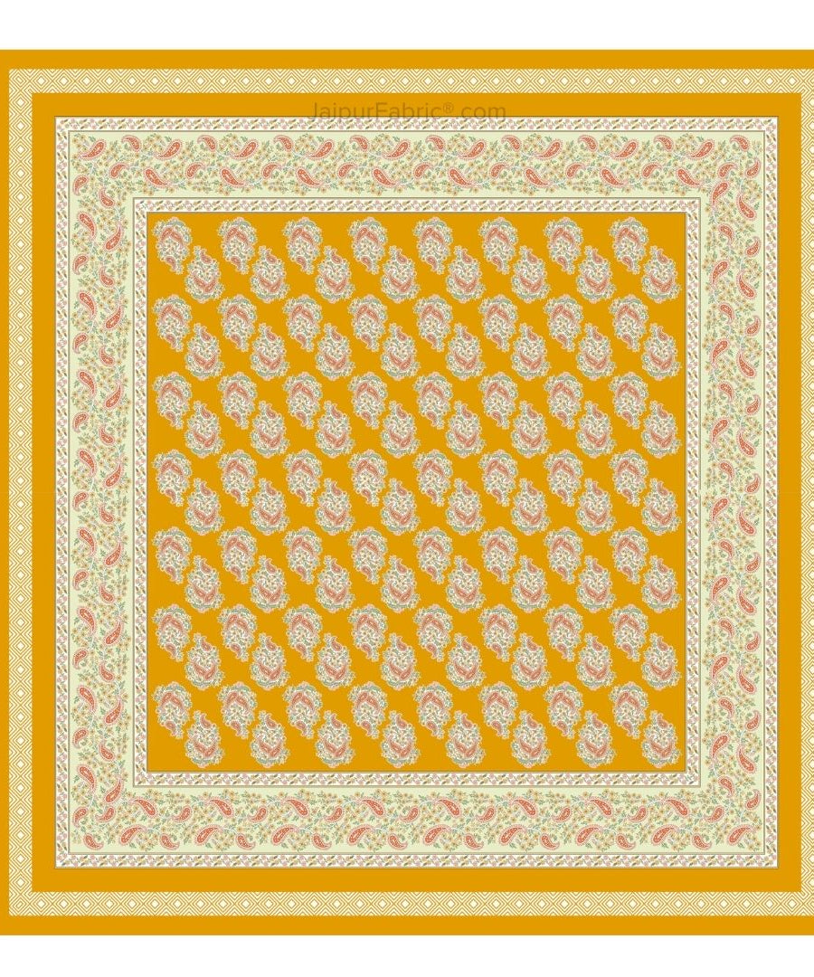 Ethnic Glow Mustard Cotton King Size Bedsheet