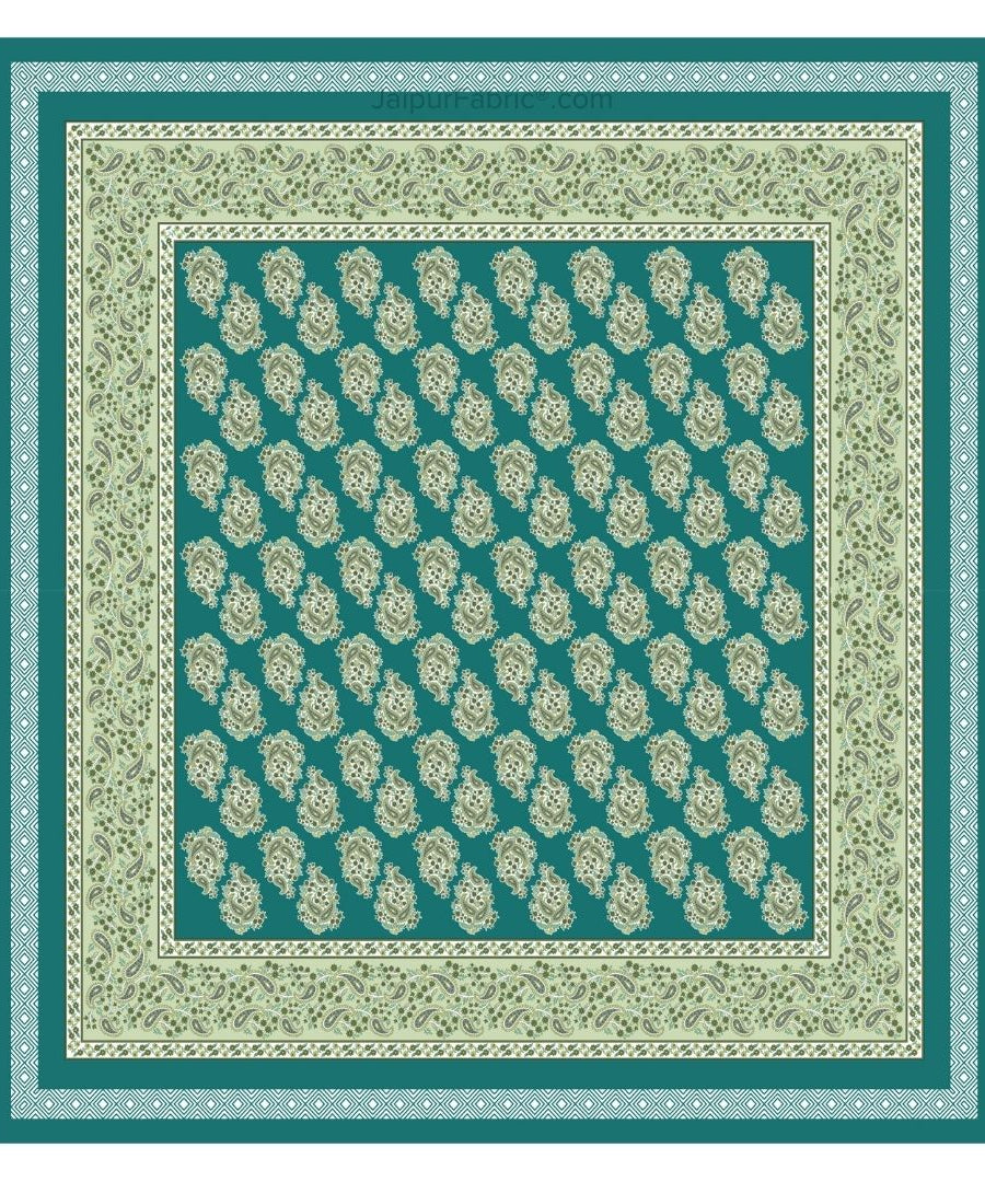 Ethnic Glow Green Cotton King Size Bedsheet