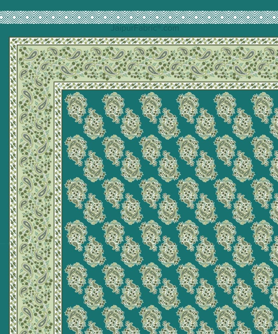 Ethnic Glow Green Cotton King Size Bedsheet