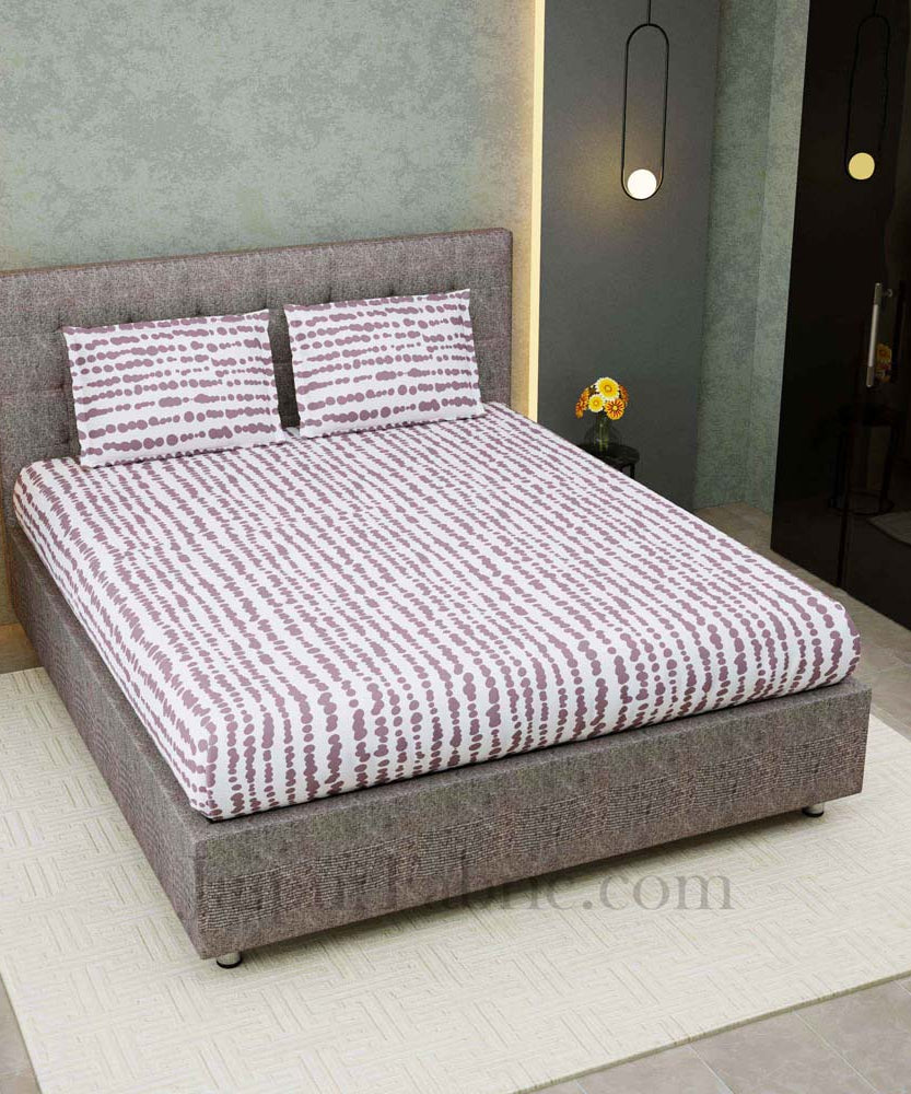 Scattered Pebbles White Grey King Size Double Bedsheet