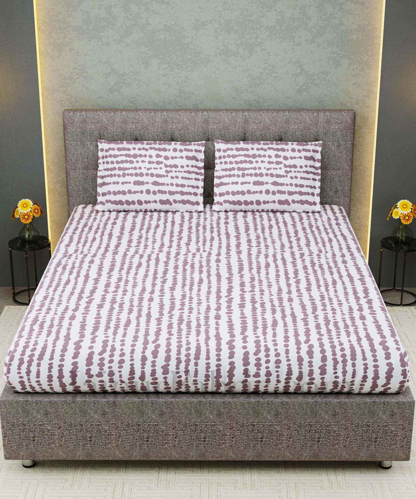 Scattered Pebbles White Grey King Size Double Bedsheet