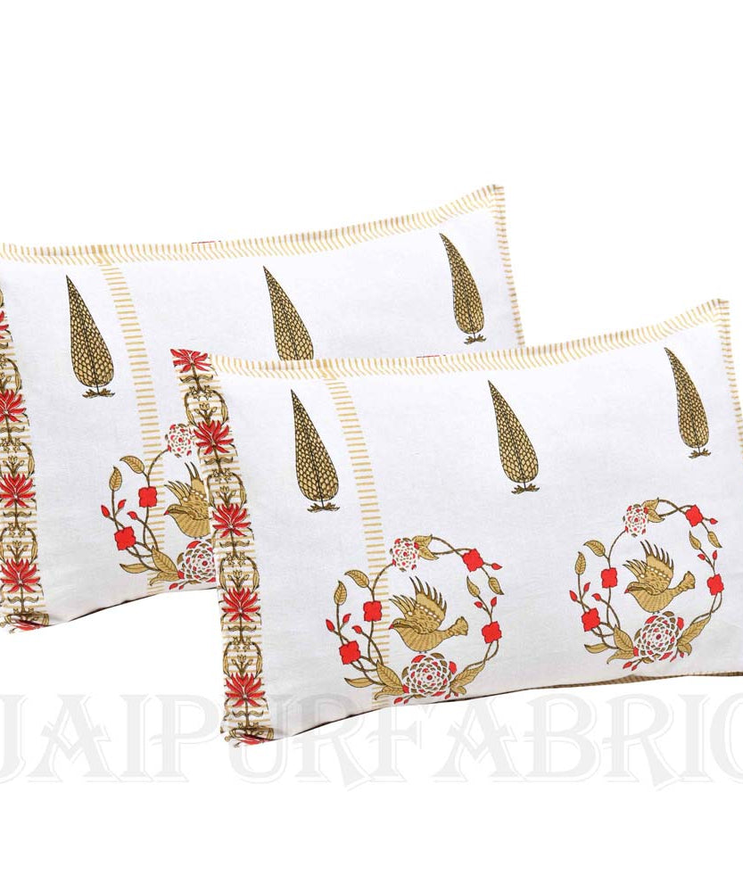 Pleasing Nest Mustard Fine Cotton Hand Block King Size Bedsheet Set