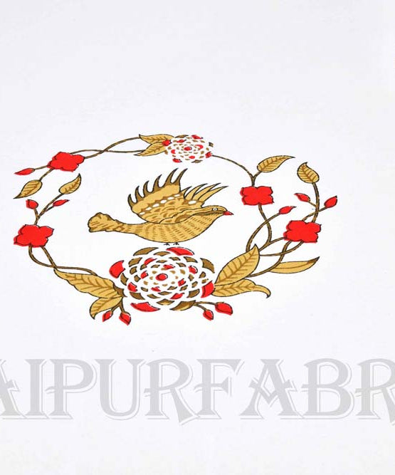 Pleasing Nest Mustard Fine Cotton Hand Block King Size Bedsheet Set