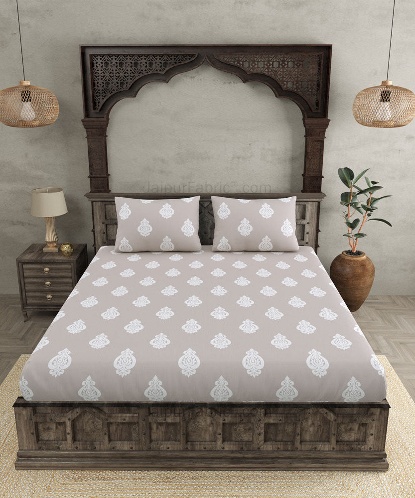 Ethnic Kalash Taupe King Size BedSheet