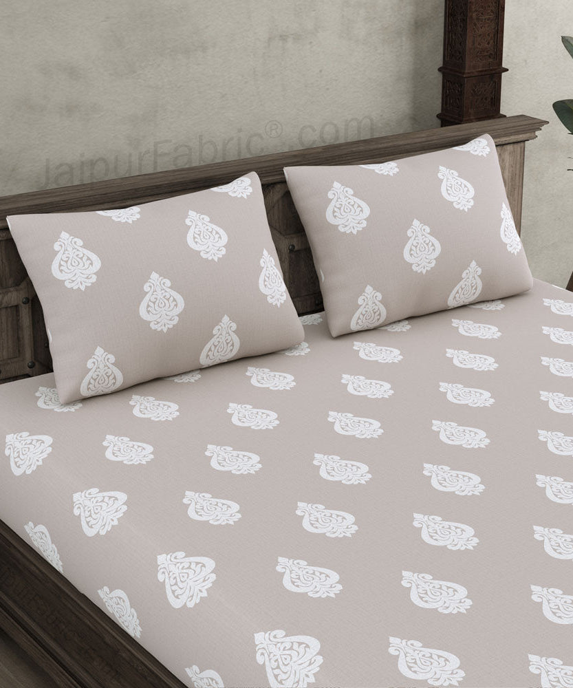 Ethnic Kalash Taupe King Size BedSheet