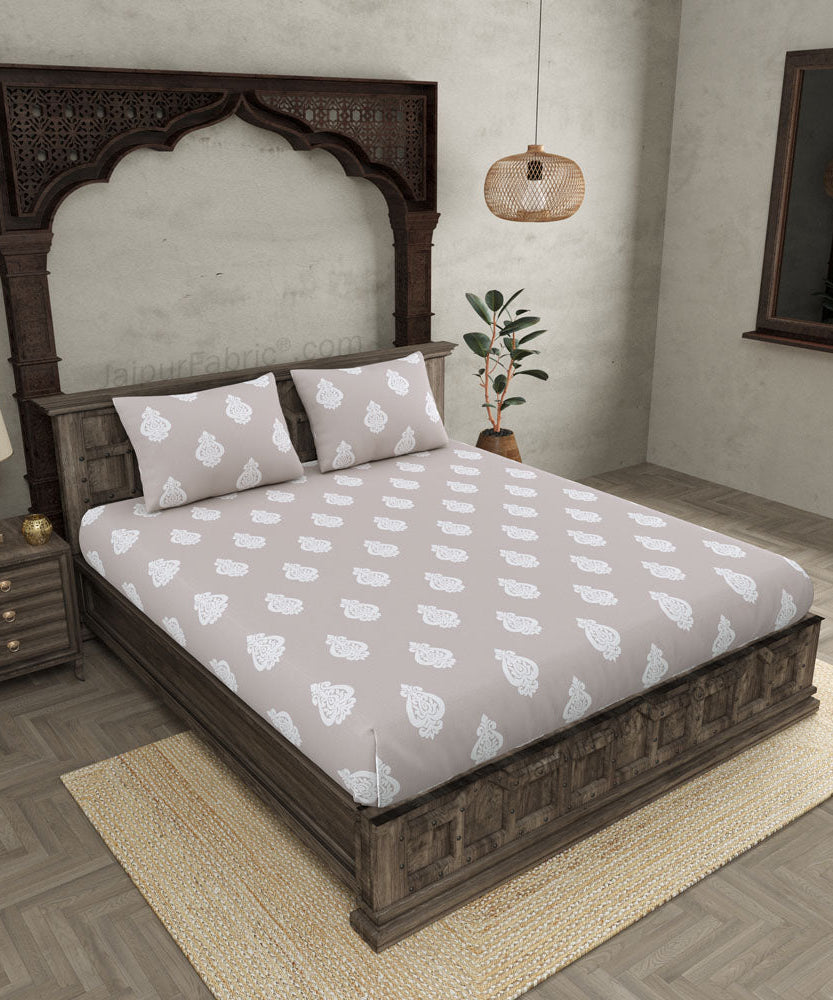 Ethnic Kalash Taupe King Size BedSheet
