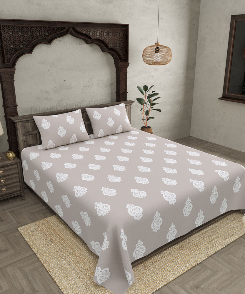 Ethnic Kalash Taupe King Size BedSheet