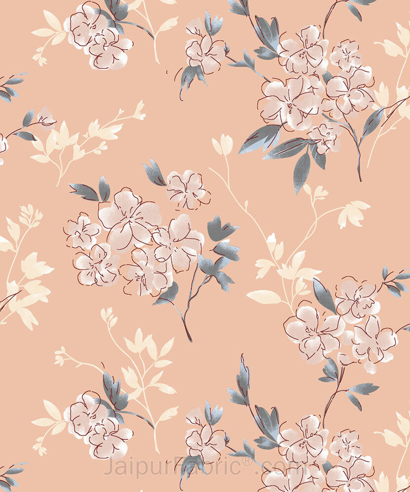 Tropical Floral Peach King Size BedSheet