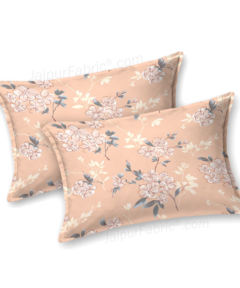 Tropical Floral Peach King Size BedSheet