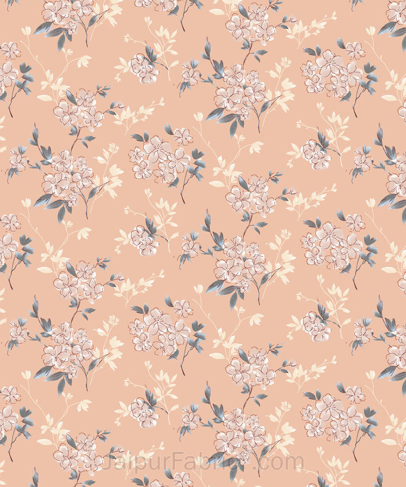 Tropical Floral Peach King Size BedSheet