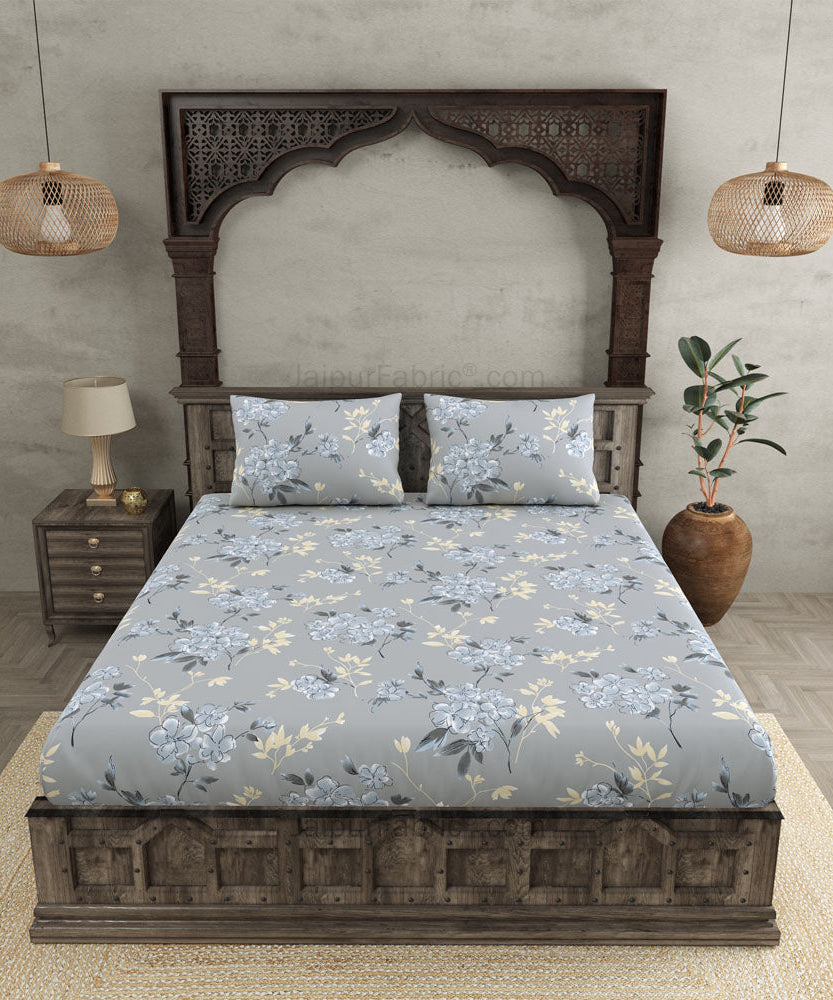 Tropical Floral Blue King Size BedSheet