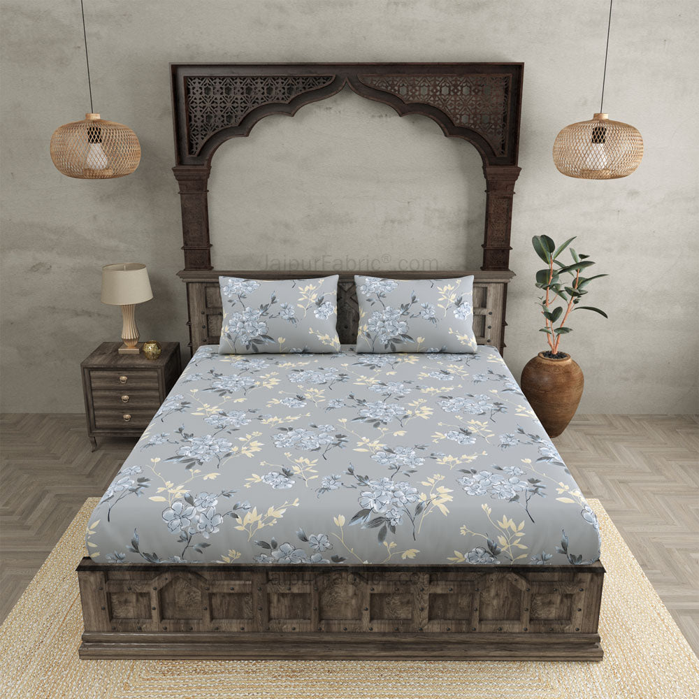 Tropical Floral Blue King Size BedSheet