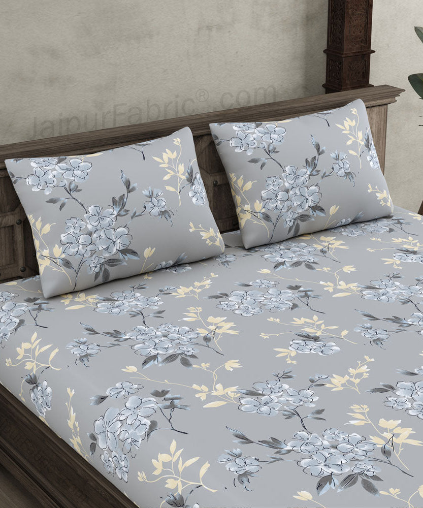 Tropical Floral Blue King Size BedSheet