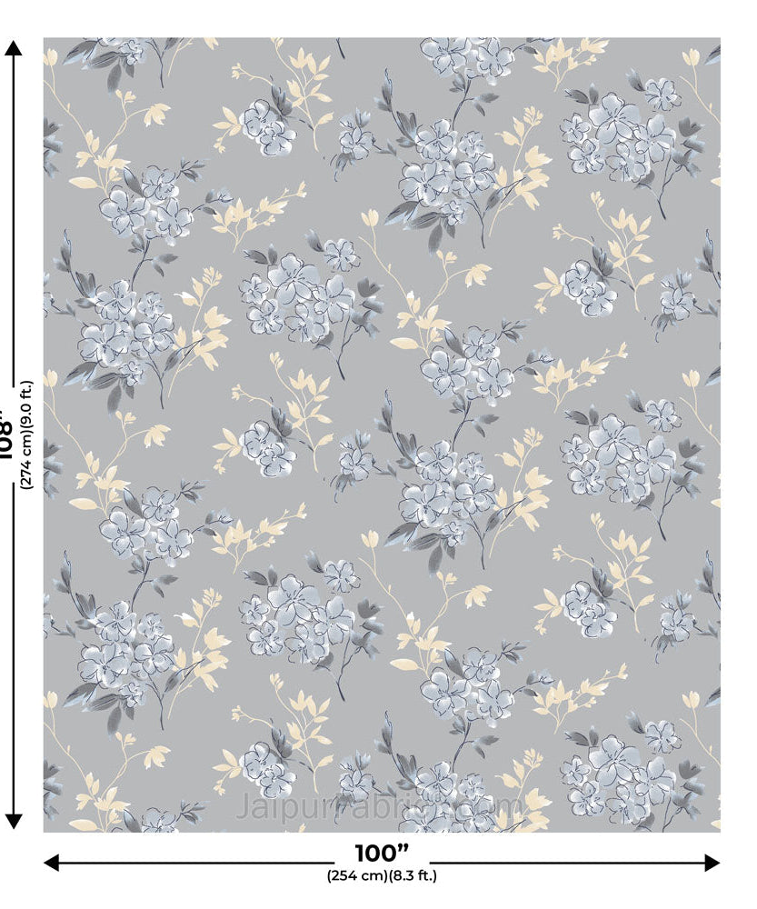 Tropical Floral Blue King Size BedSheet