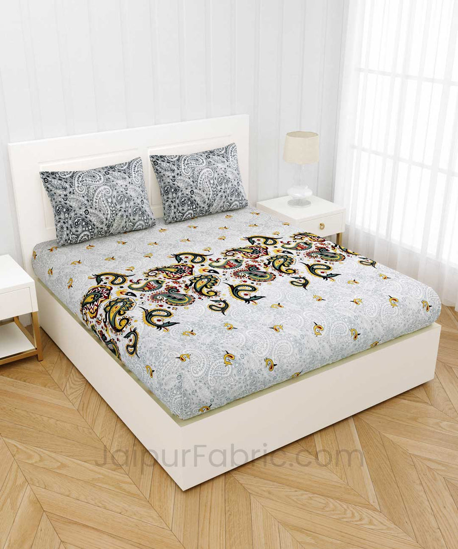Artistic Grey Premium Cotton King Size Double BedSheet
