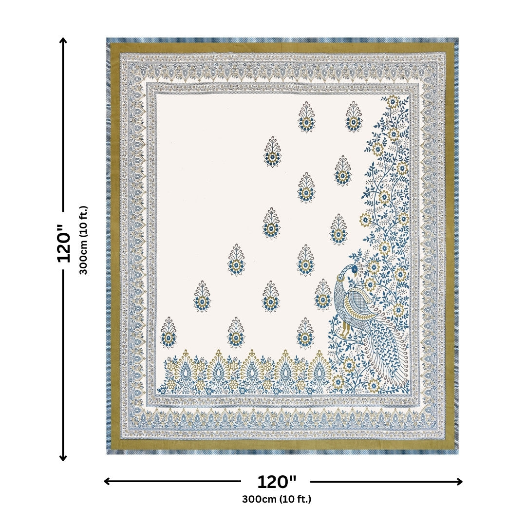 Artistic Beauty Contrast Green King Size 10 Feet Wide Premium Cotton Bed Sheet