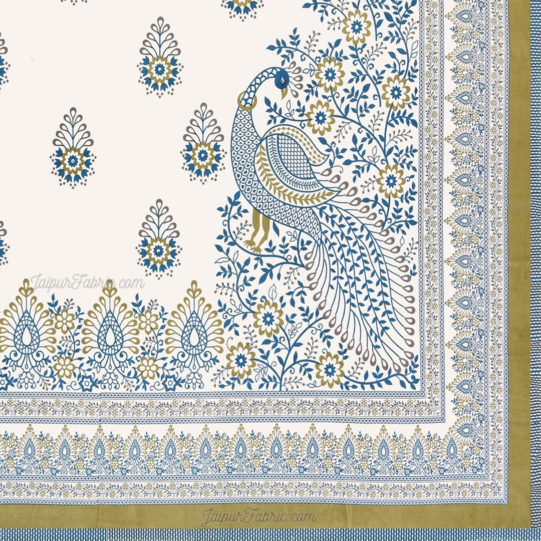 Artistic Beauty Contrast Green King Size 10 Feet Wide Premium Cotton Bed Sheet