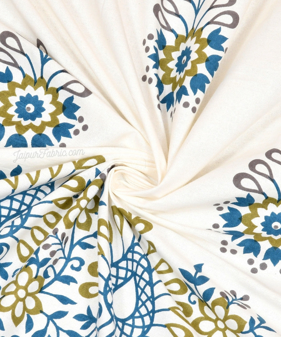 Artistic Beauty Contrast Green King Size 10 Feet Wide Premium Cotton Bed Sheet