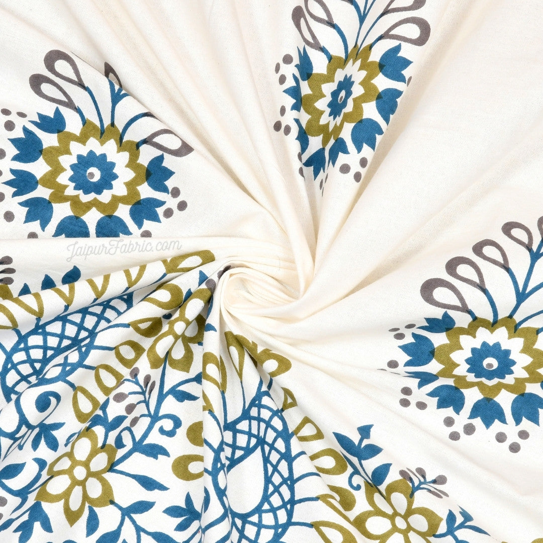 Artistic Beauty Contrast Green King Size 10 Feet Wide Premium Cotton Bed Sheet