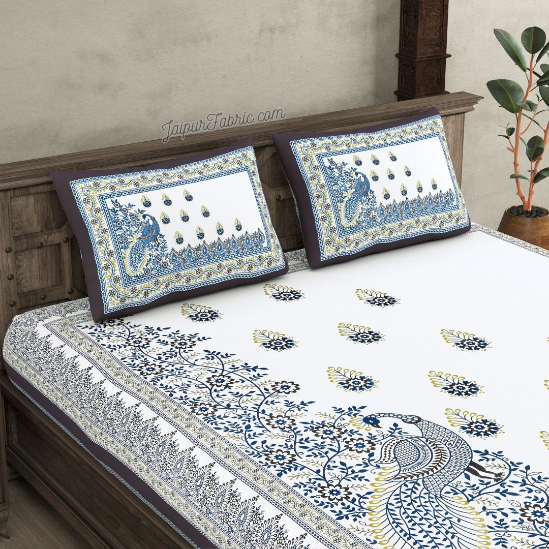 Artistic Beauty Contrast Gray King Size 10 Feet Wide Premium Cotton Bed Sheet