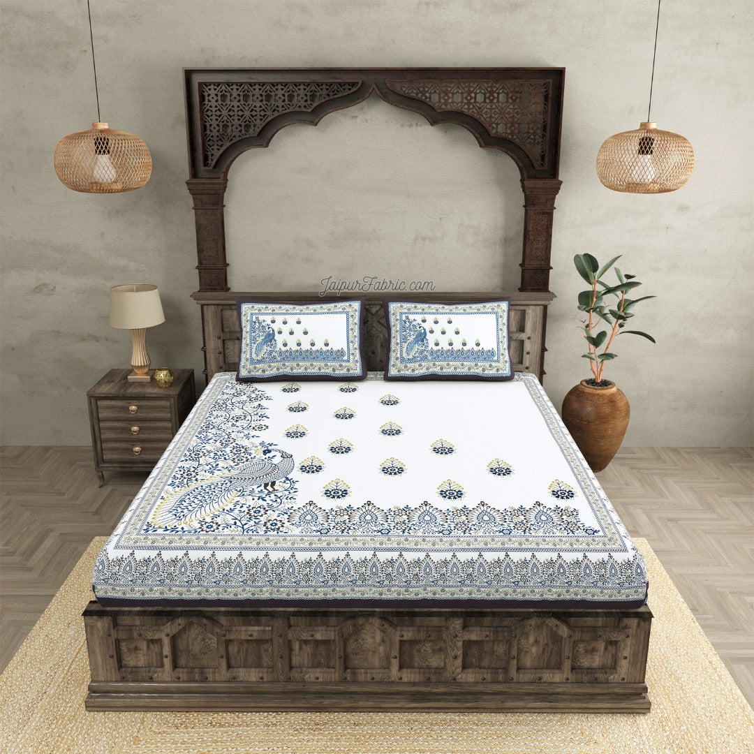 Artistic Beauty Contrast Gray King Size 10 Feet Wide Premium Cotton Bed Sheet