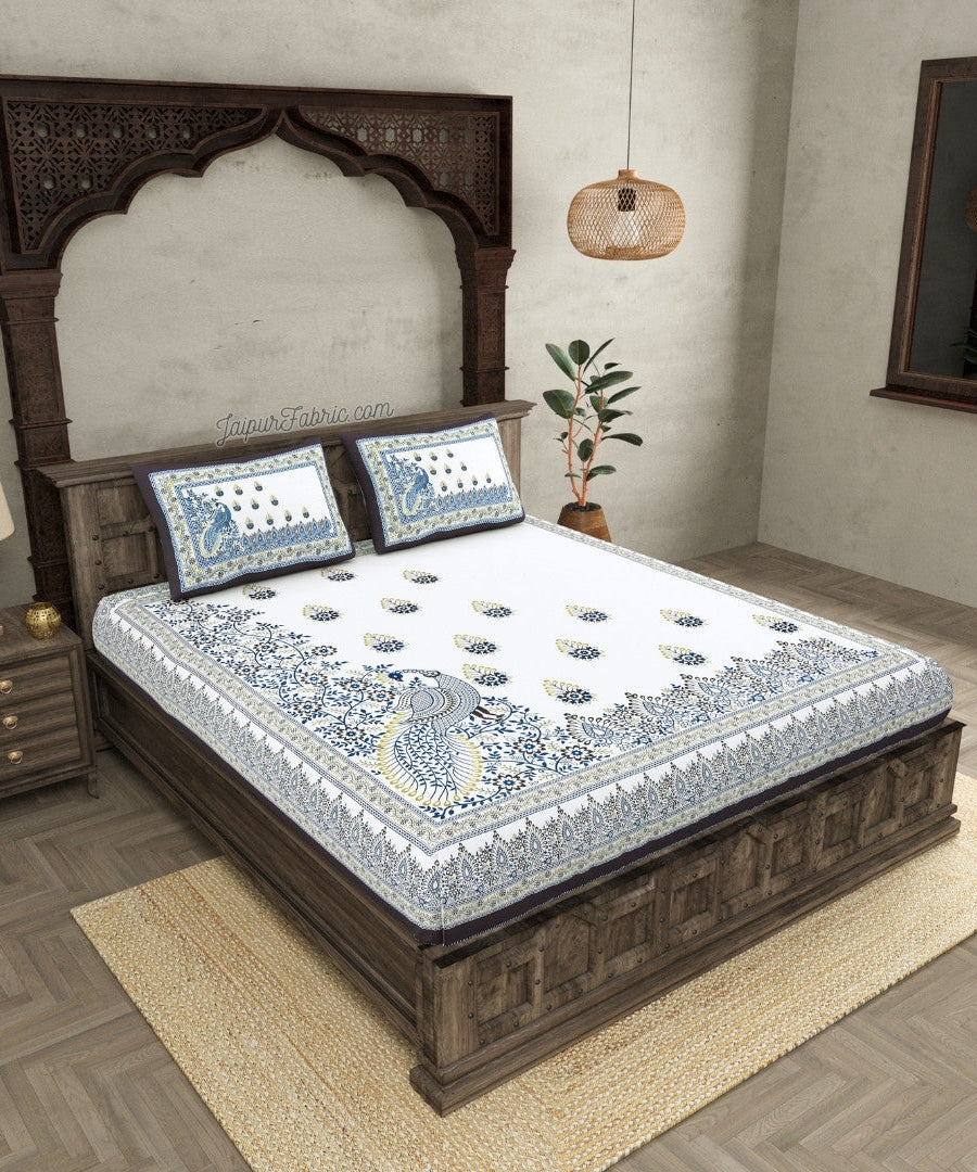 Artistic Beauty Contrast Gray King Size 10 Feet Wide Premium Cotton Bed Sheet