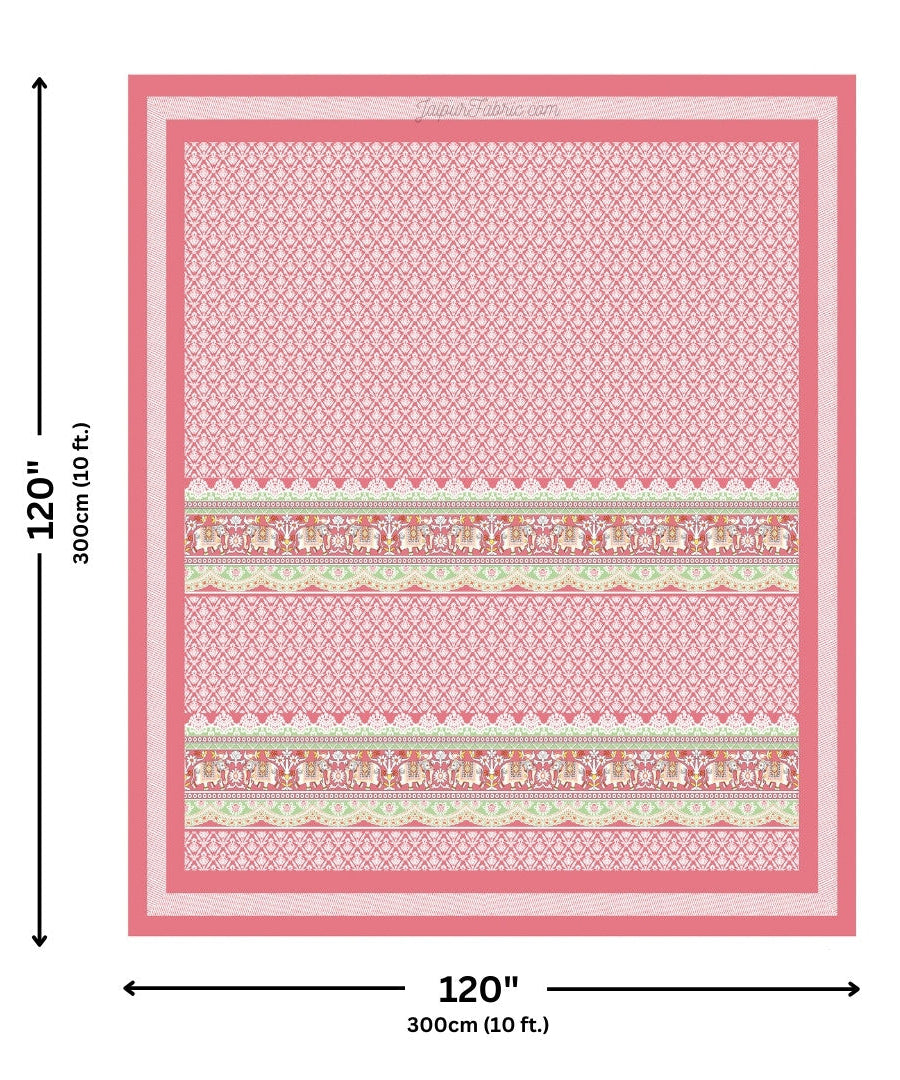 Blush Pink Super King Size 10 Feet Wide Bedsheet with Adorable Elephant Print