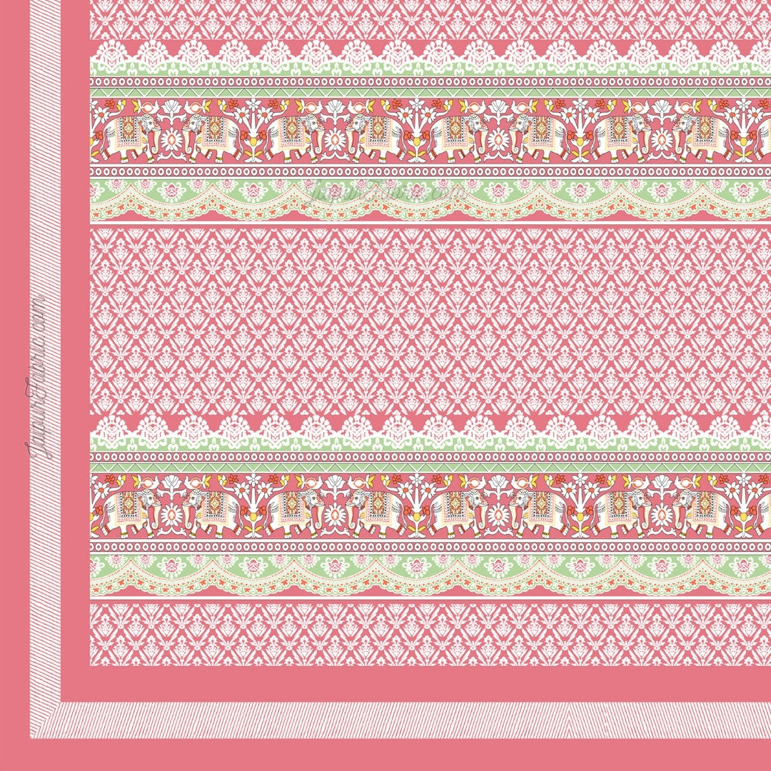 Blush Pink Super King Size 10 Feet Wide Bedsheet with Adorable Elephant Print