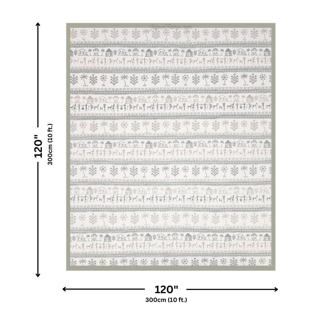 Bedsheet.com® Urban Tribals Mint Green Super King Size 10 Feet Wide Premium Cotton Bed Sheet