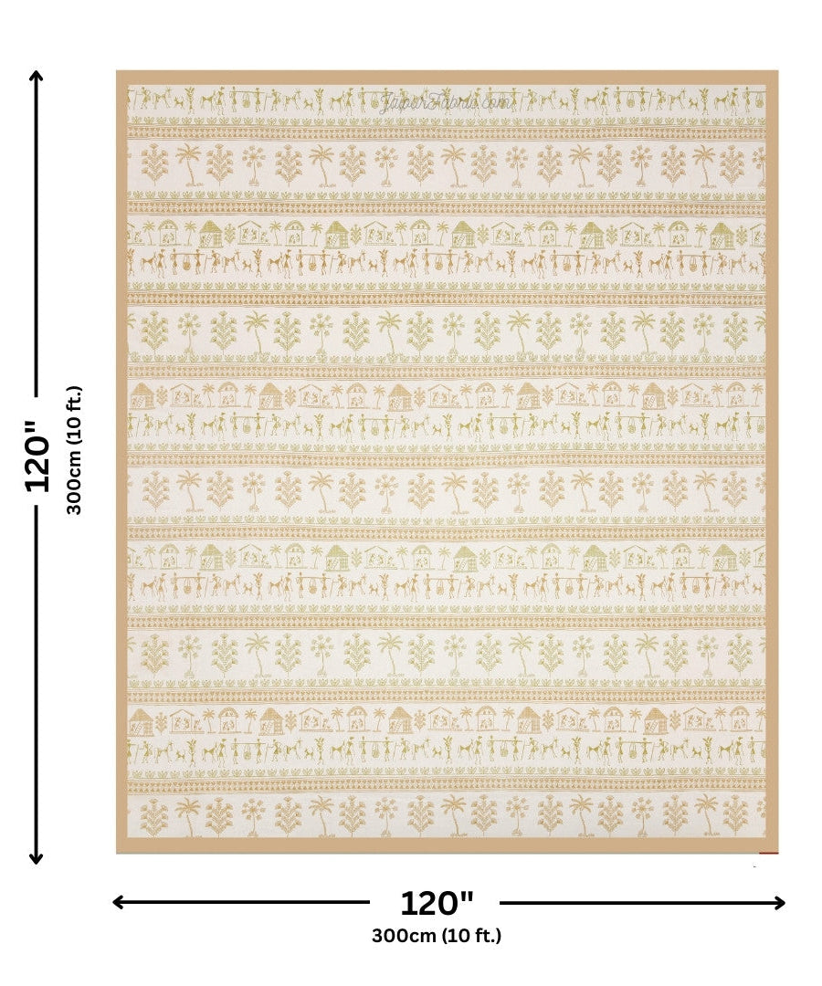 Bedsheet.com® Urban Tribals Sand Brown Super King Size 10 Feet Wide Premium Cotton Bed Sheet