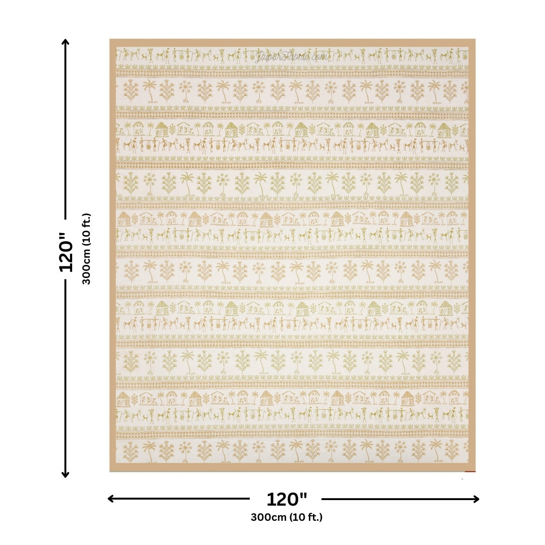 Bedsheet.com® Urban Tribals Sand Brown Super King Size 10 Feet Wide Premium Cotton Bed Sheet