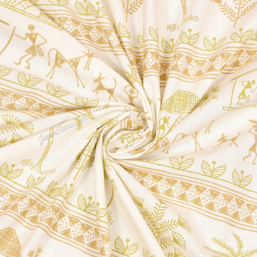 Bedsheet.com® Urban Tribals Sand Brown Super King Size 10 Feet Wide Premium Cotton Bed Sheet