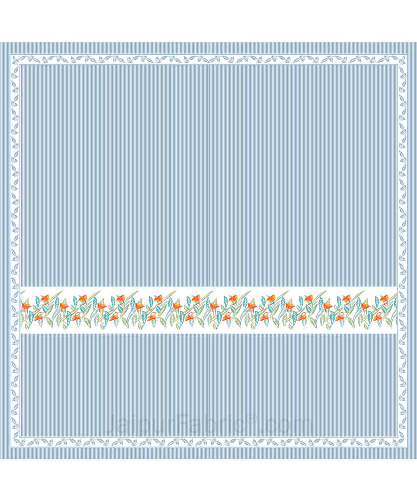 Blue Eco Friendly Pure Cotton King Size Double BedSheet