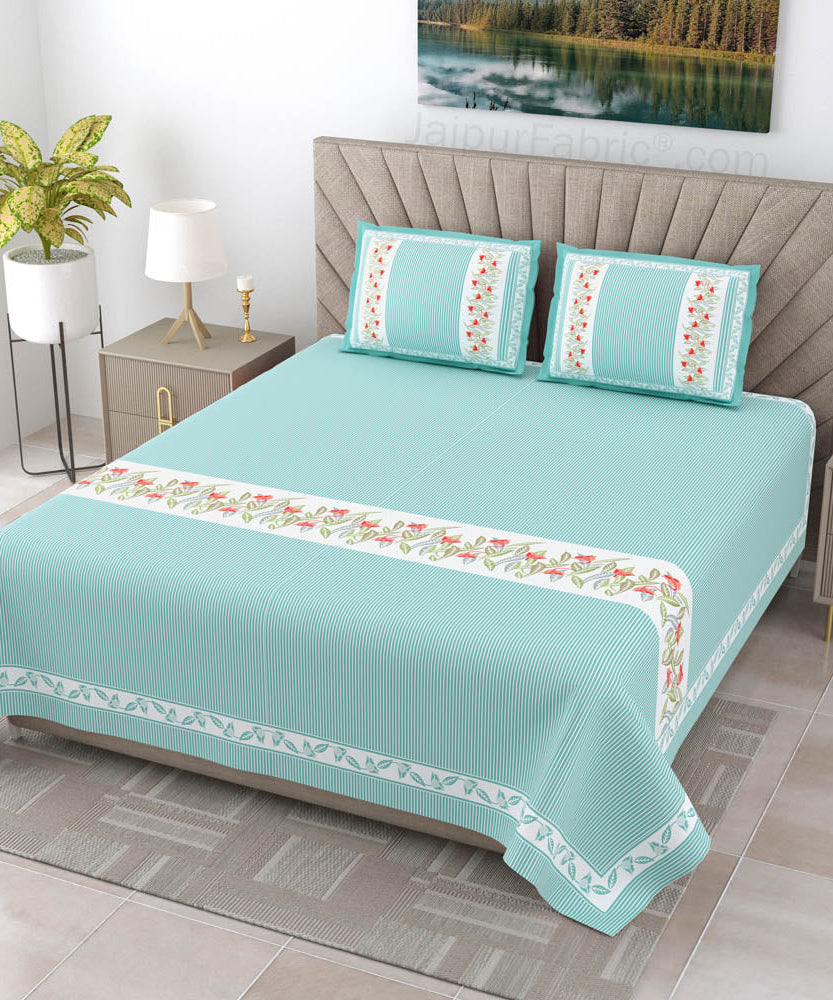 Sea Green Eco Friendly Pure Cotton King Size Double BedSheet