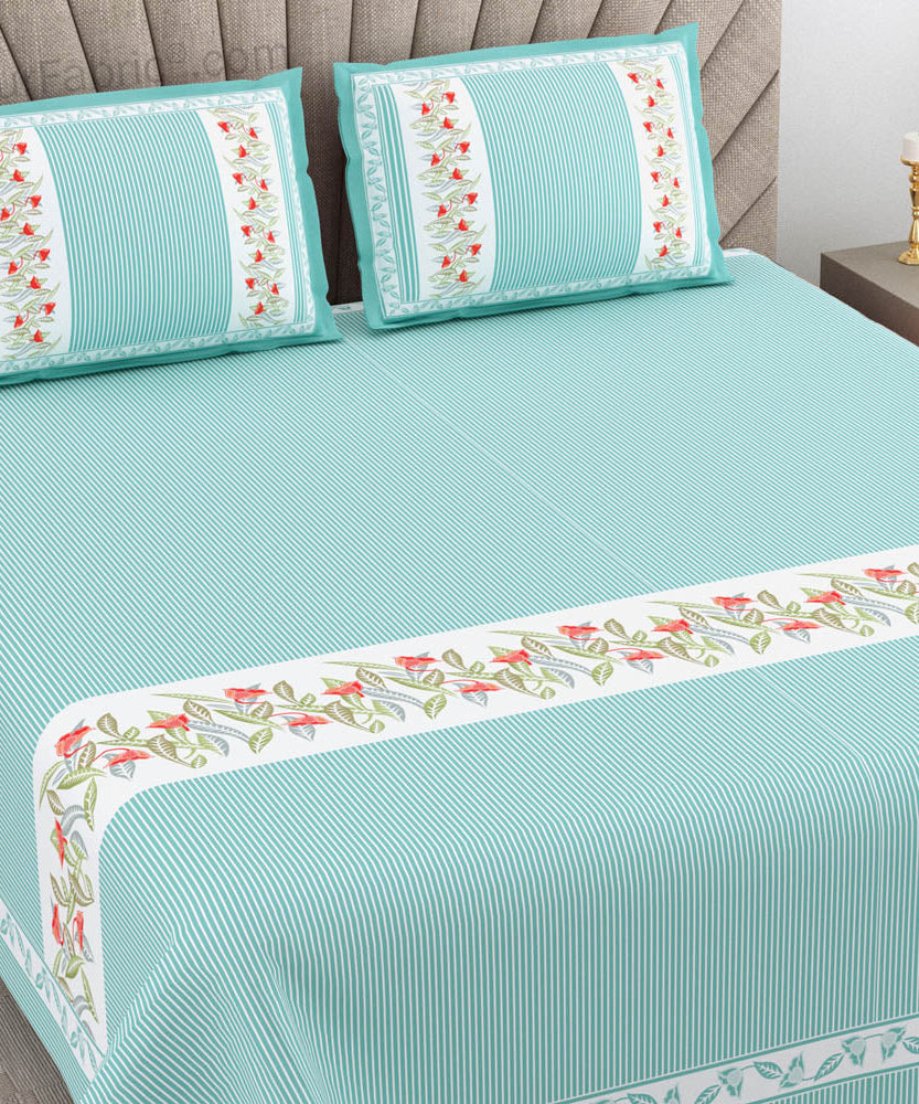 Sea Green Eco Friendly Pure Cotton King Size Double BedSheet