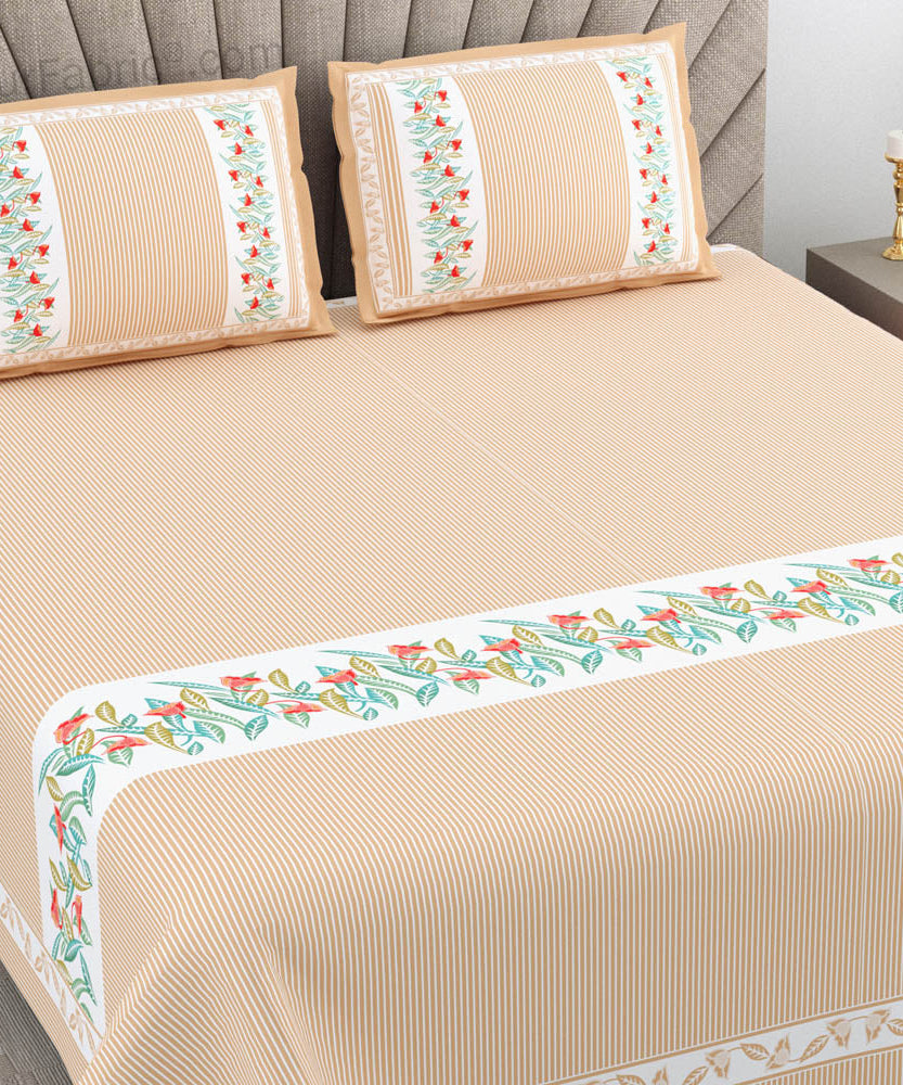 Peach Eco Friendly Pure Cotton King Size Double BedSheet