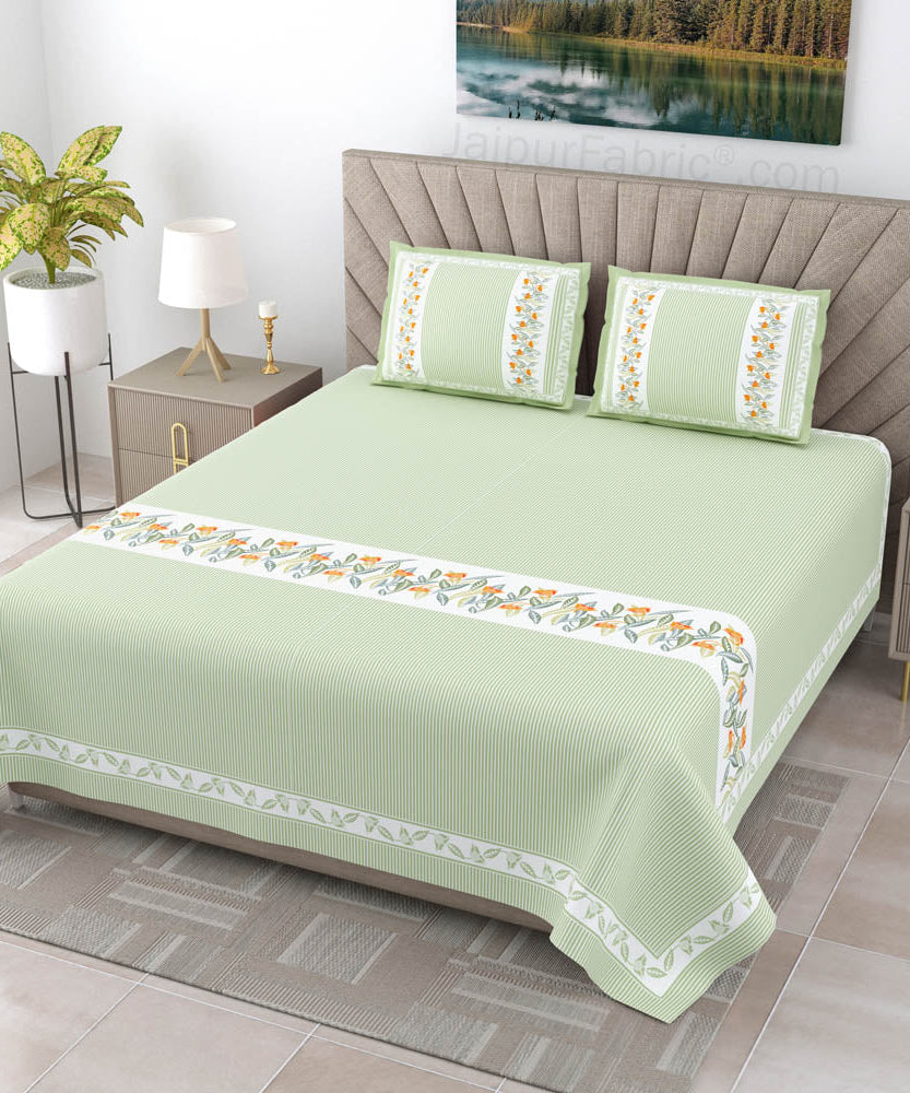 Green Eco Friendly Pure Cotton King Size Double BedSheet